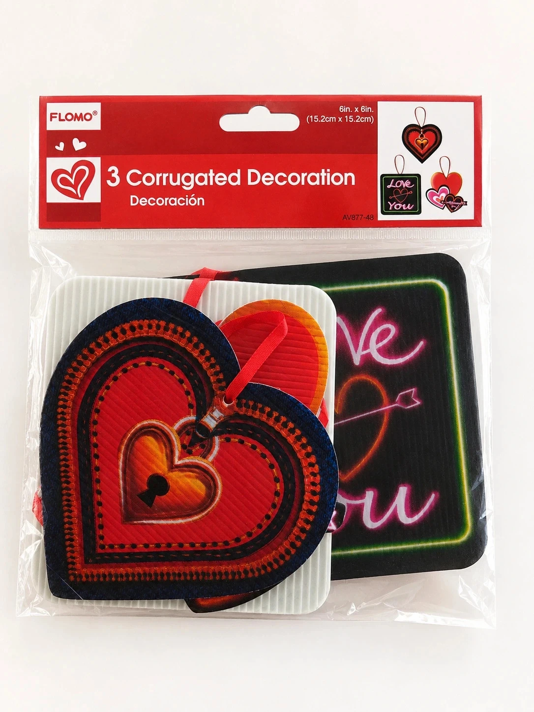 Lote de 2 paquetes de decoraciones San Valentín FLOMO – 3 suspensiones por paquete – Nuevos – photo 7